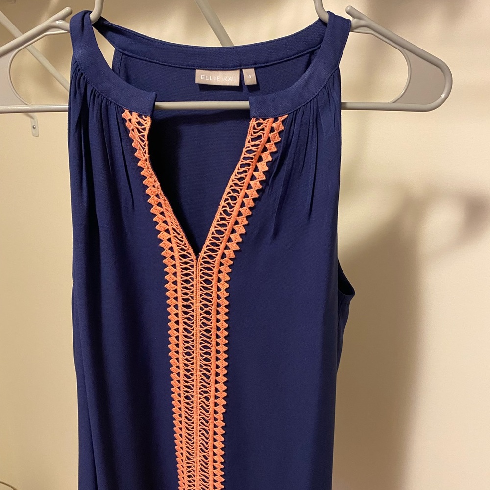 🛍️ Last Call! Ellie Kai Navy Tank with Coral Lace